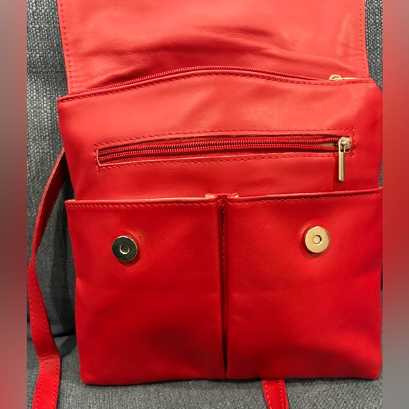 Red Leather Crossbody Bag | Made in Greece | Soft Genuine Leather | NWOT - Picture 9 of 13
